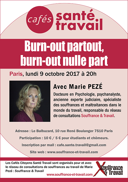 Burn-out partout, burn-out nulle part - Café Citoyen Santé Travail avec Marie Pezé